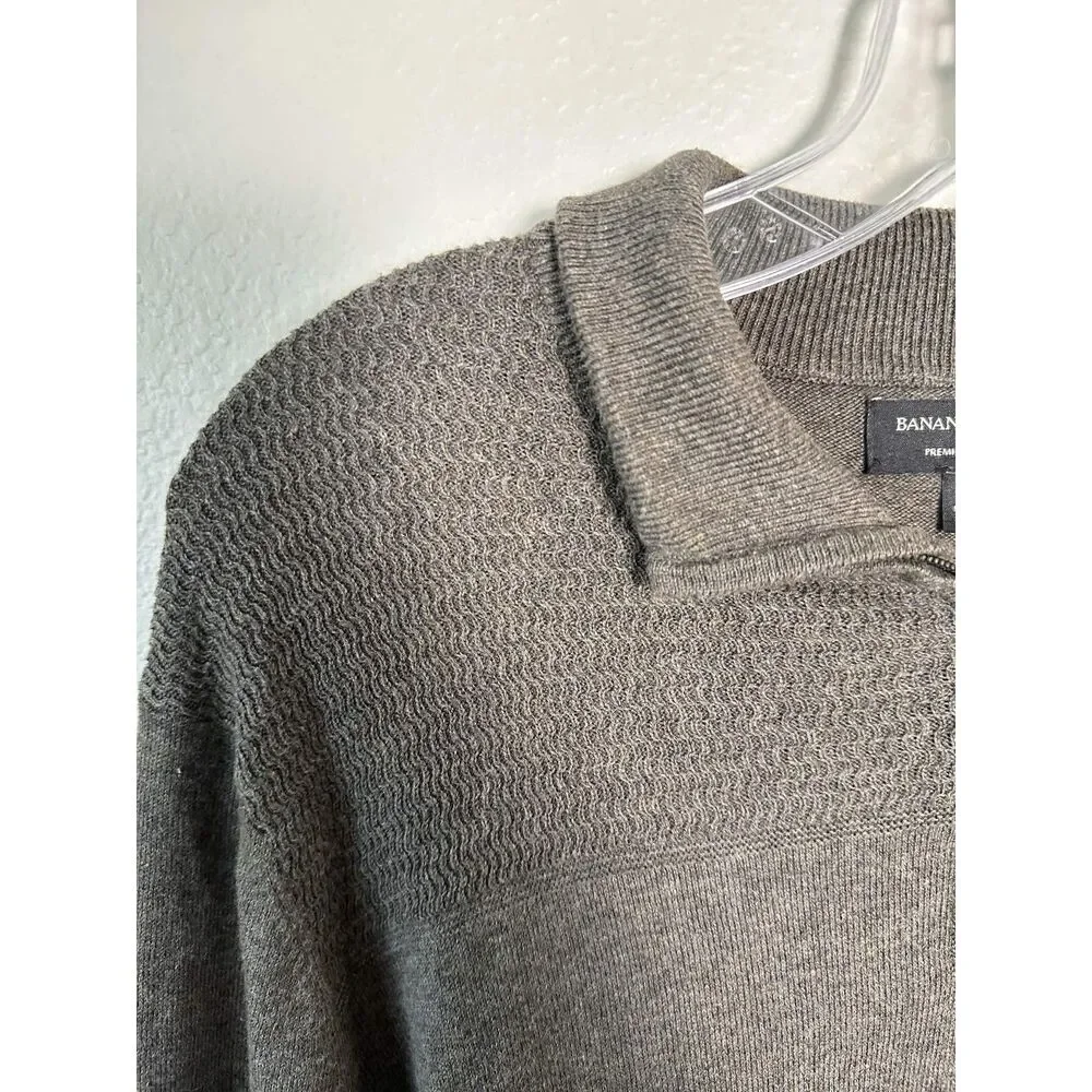 Banana Republic Mens M Brown Silk Cashmere Blend Quarter 1/4 Zip Sweater Medium